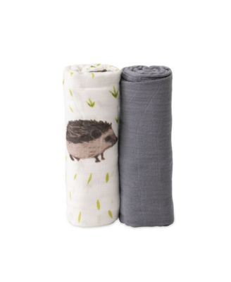 Little Unicorn - Charcoal Hedgehog Deluxe Muslin Set