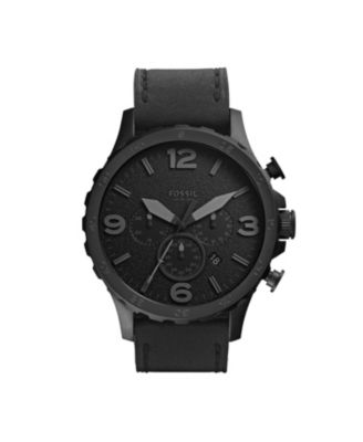 Fossil - Men's Nate Black Leather Strap Watch JR1354