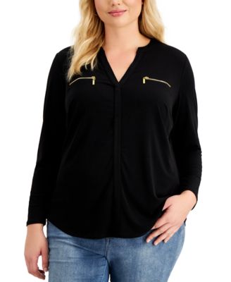 INC International Concepts - Zip-Pocket Blouse