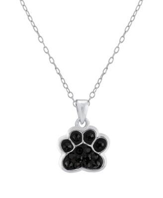 Macy's - Crystal Dog Paw Pendant 16+2" Extender Chain In Fine Silver Plated