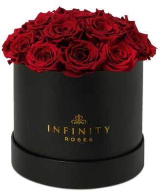 Infinity Roses - Round Box of 16 red Real Roses, Preserved To Last Over A Year