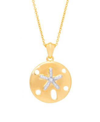 Macy's - Diamond Accent Sand Dollar Pendant 18" Necklace in Gold Plate
