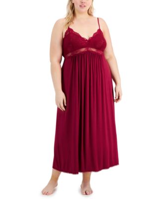 INC International Concepts - Plus Size Lace Cup Long Nightgown