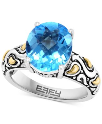 EFFY Collection - Blue Topaz Statement Ring (5-1/3 ct. t.w.) in Sterling Silver & 18k Gold
