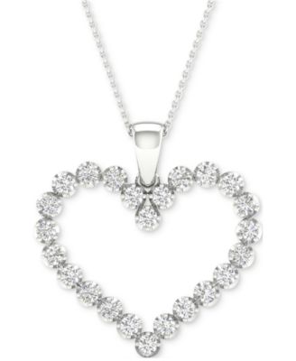 Forever Grown Diamonds - Lab-Created Diamond Open Heart 18" Pendant Necklace (1/2 ct. t.w.) in Sterling Silver