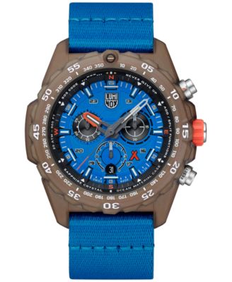 Luminox - Men's Swiss Chronograph Bear Grylls Survival Eco Master Series Blue Recycled Ocean Material Strap Watch 45mm