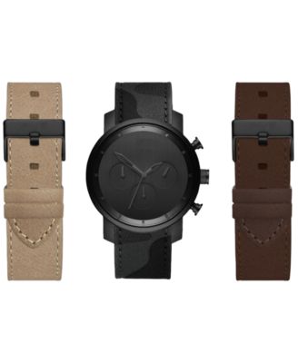 American Exchange - Men's Chronograph Leather Strap Watch 44mm Gift Set