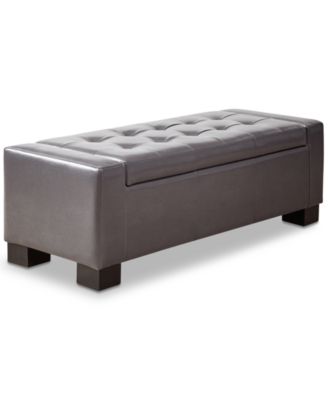 Furniture - Charli Faux-Leather Storage Ottoman, Direct Ship