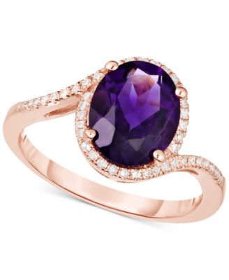 Macy's - London Blue Topaz  (3 ct. t.w.) & Diamond (1/6 ct. t.w.) Ring in 14k Rose Gold