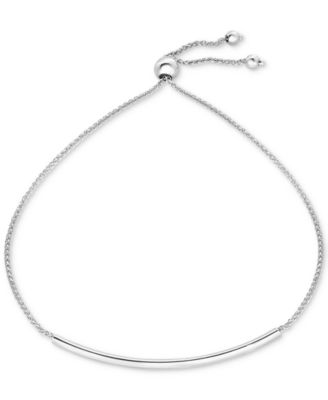 Macy's - Polished Bar Bolo Bracelet in 10k White Gold