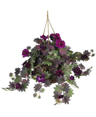 Nearly Natural - Morning Glory Artificial Plant Hanging Basket