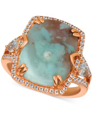 Le Vian - Sky Aquaprase (16 x 12mm) & White Topaz (5/8 ct. t.w.) Ring in 14k Rose Gold