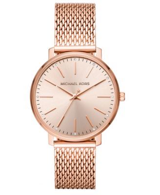 Michael Kors - Women's Pyper Rose Gold-Tone Stainless Steel Mesh Bracelet Watch 38mm