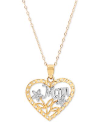 Macy's - Mom Heart 18" Pendant Necklace in 10k Gold