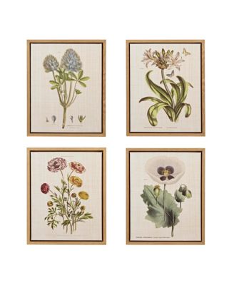 Martha Stewart Collection - Herbal Botany Set Framed Linen Canvas 4-Pc Set