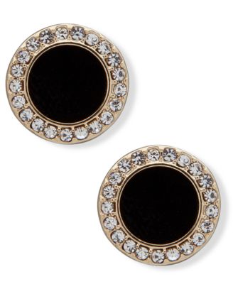 DKNY - Gold-Tone Stone & Crystal Halo Stud Earrings