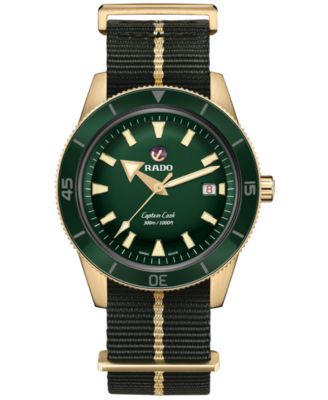 Rado - Men's Swiss Automatic Captain Cook Green NATO Strap Watch 42mm