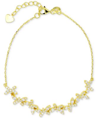 Macy's - Cubic Zirconia Butterfly Chain Bracelet in 14k Gold-Plated Sterling Silver
