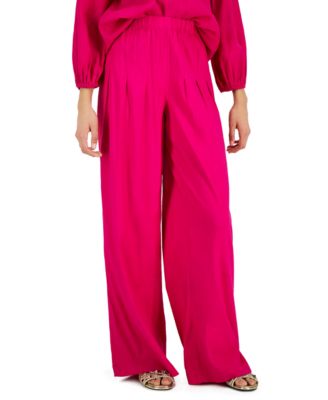 INC International Concepts - Women's High-Rise Pleated Wide-Leg Linen Pants