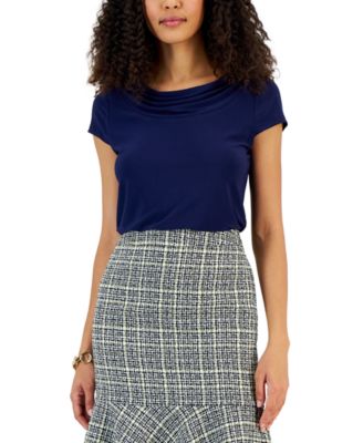 Kasper - Cowl-Neck Short-Sleeve Top