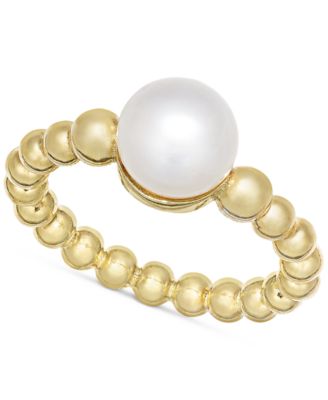 Macy's - Cultured Freshwater Pearl (8 1/4 x 8 1/2 mm) Beaded Ring in 14k Gold-Plated Sterling Silver