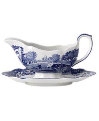 Spode - "Blue Italian" Gravy Boat with Stand