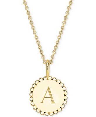 Sarah Chloe - Initial Medallion Pendant Necklace in 14k Gold-Plated Sterling Silver, 18"