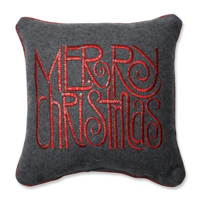 Pillow Perfect - Merry Christmas Words Grey-Red 11.5-inch Throw Pillow