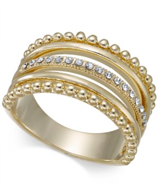 INC International Concepts - Gold-Tone Crystal Stack Ring