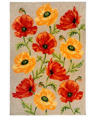 Liora Manne' - Ravella 2272 Icelandic Poppies Ivory/Cream 3'6" x 5'6" Indoor/Outdoor Area Rug
