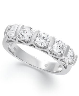 Macy's - Certified Five-Stone Diamond Band Ring in 14k White Gold (1-1/2 ct. t.w.)