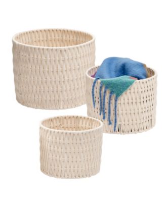 Honey Can Do - Set of 3 Metal Frame Nesting Round Rope Baskets
