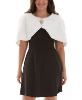 BCX - Juniors' Faux-Fur Brooch Bolero