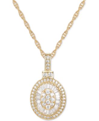 Macy's - Diamond Baguette Oval 18" Pendant Necklace (1/2 ct. t.w.)
