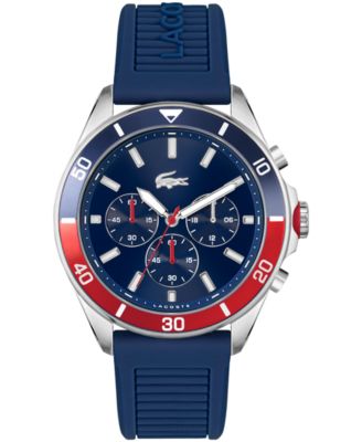 Lacoste - Men's Chronograph Tiebreaker Blue Silicone Strap Watch 44mm