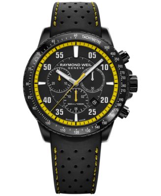 Raymond Weil - Men's Swiss Chronograph Tango Black Perforated Rubber Strap 43mm