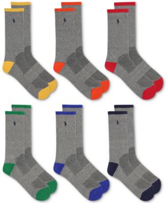 Polo Ralph Lauren - Men's 6-Pk. Performance Tipped Crew Socks