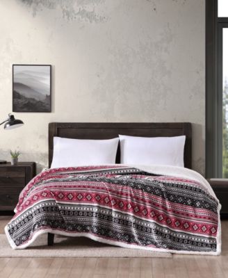 Eddie Bauer - Classic Fair Isle Black Sherpa Twin Blanket