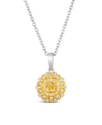 Le Vian - Sunny Yellow Diamond (3/8 ct. t.w.) & Vanilla Diamond Accent Starflower Pendant Necklace in Platinum & 14K Gold