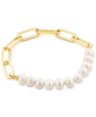 Kendra Scott - 14k Gold-Plated Link & Cultured Freshwater Pearl Stretch Bracelet
