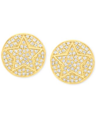 Macy's - Men's Diamond Cluster Star Disc Stud Earrings (3/4 ct. t.w.) in 10k Gold