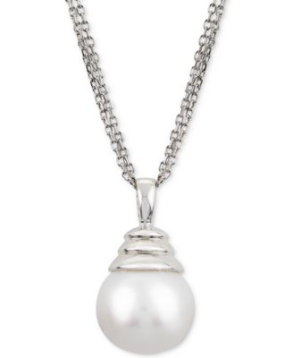 Macy's - Windsor Cultured Freshwater Pearl (12mm) 18" Pendant Necklace in Sterling Silver