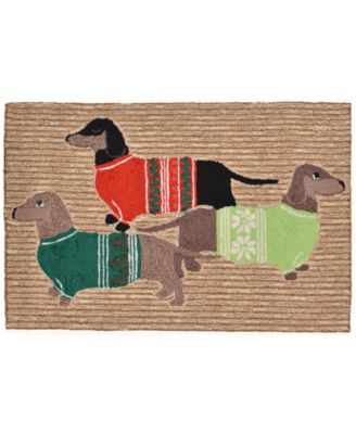 Liora Manne' - Front Porch Indoor/Outdoor Holiday Hounds Neutral 2'6" x 4' Area Rug