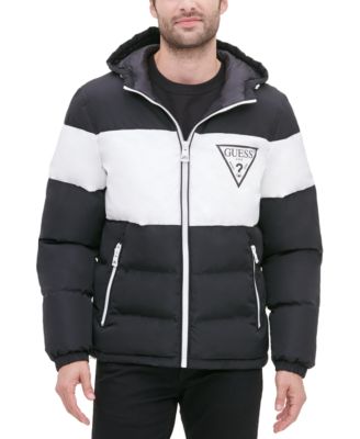 GUESS - Men's Colorblock Hooded Puffer Jacket