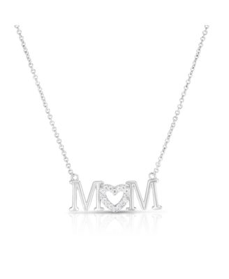 Macy's - Cubic Zirconia Mom Pendant In Fine Silver Plate