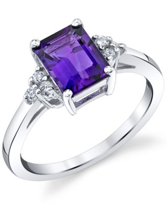 Macy's - Amethyst (1-5/8 ct. t.w.) & Diamond (1/8 ct. t.w.) Ring in 14k White Gold