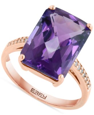 EFFY Collection - Amethyst (6-3/4 ct. t.w.) & White Sapphire (1/10 ct. t.w.) Statement Ring in 14k Rose Gold-Plated Sterling Silver